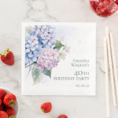 Pink Blue Hydrangeas 40. Geburtstag Party Serviette (Beispiel)