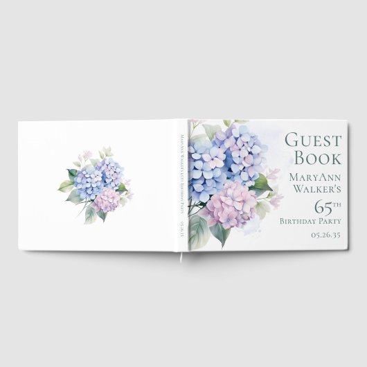 Pink Blue Hydrangeas 65th Birthday Gästebuch (Voll)
