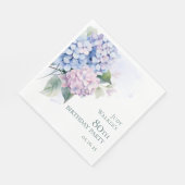 Pink Blue Hydrangeas 80. Geburtstagsparty Serviette (Ecke)
