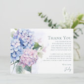 Pink Blue Hydrangeas 80th Birthday Dankeskarte (Stehend Vorderseite)