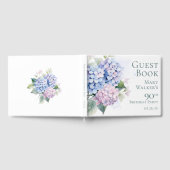 Pink Blue Hydrangeas 90th Birthday Gästebuch (Voll)