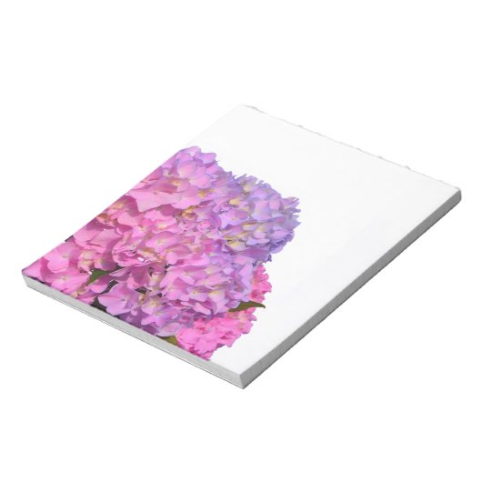 Pink Blue Hydrangeas elegante rosa violette Blumen Notizblock (Rotiert)
