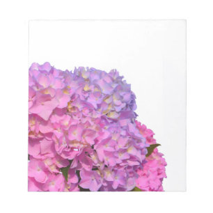 Pink Blue Hydrangeas elegante rosa violette Blumen Notizblock