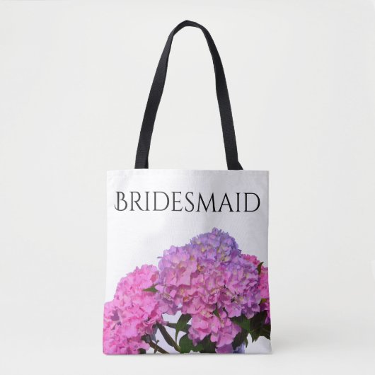 Pink Blue Hydrangeas elegante rosa violette Blumen Tasche (Vorderseite)