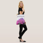 Pink Blue Hydrangeas elegante rosa violette Blumen Tasche (Am Model)