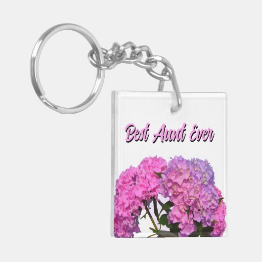Pink Blue Hydrangeas pinkfarbene violette Blumen B Schlüsselanhänger (Vorderseite links)