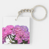 Pink Blue Hydrangeas pinkfarbene violette Blumen B Schlüsselanhänger (Rückseite)