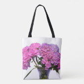 Pink Blue Hydrangeas pinkfarbene violette Blumen B Tasche (Rückseite)