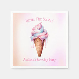 Pink Blue Ice Creme Cone Geburtstagsparty Serviette