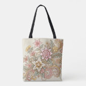 Pink Blue Indonesian Batik Floral Muster Tasche (Rückseite)