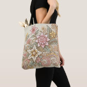 Pink Blue Indonesian Batik Floral Muster Tasche (Von Nahem)