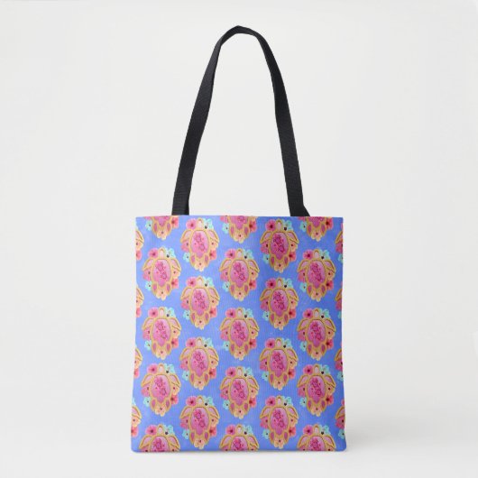 Pink Blue Island Tropical Sea Turtles Tasche (Vorderseite)