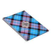 Pink Blue Kariert Tartan Metallic Monogram Script Notizblock (Rechte Seite)