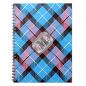 Pink Blue Kariert Tartan Metallic Monogram Script Notizblock (Vorderseite)