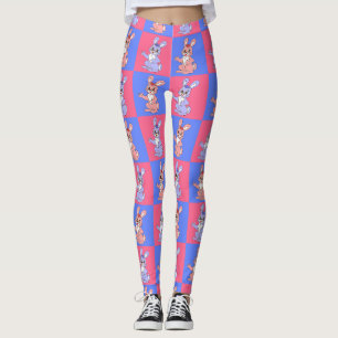 Pink Blue Kawaii Niedlich Checkered Bunny Rabbit Leggings
