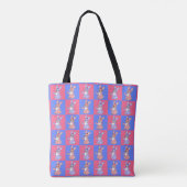 Pink Blue Kawaii Niedlich Checkered Bunny Rabbit Tasche (Rückseite)