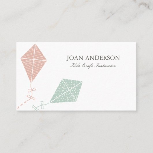 PINK BLUE KITE KIDS KLASSE TEACHER TUTOR COACH VISITENKARTE (Vorderseite)