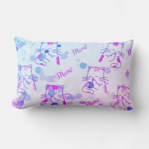 Pink & Blue Kitty Lumbar Kissen