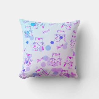 Pink & Blue Kitty Throw Kissen