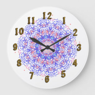Pink Blue Lacy Muster Hübsche Wall Clock Große Wanduhr