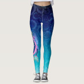 Pink Blue Large Water Dragon mit Paddeln Leggings (Vorderseite)