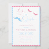 Pink & Blue Lashes oder Staches Geschlechtsverkehr Einladung (Vorderseite)