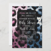Pink Blue Leopard Print Gender Reveal Baby Dusche Einladung (Vorderseite)