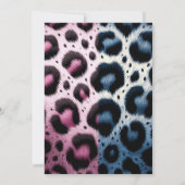 Pink Blue Leopard Print Gender Reveal Baby Dusche Einladung (Rückseite)