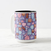PINK BLUE LILA BROWN VALENTINSTAG CANDIES ZWEIFARBIGE TASSE (Vorderseite Links)