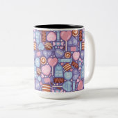 PINK BLUE LILA BROWN VALENTINSTAG CANDIES ZWEIFARBIGE TASSE (VorderseiteRechts)