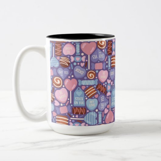 PINK BLUE LILA BROWN VALENTINSTAG CANDIES ZWEIFARBIGE TASSE (Links)