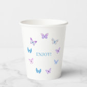 Pink Blue Lila Butterfly Baby Dusche Pappbecher (Rückseite)
