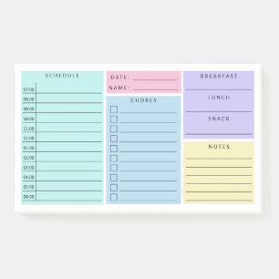 Pink Blue Lila Daily Zuhause School Zeitplan Post-it Klebezettel