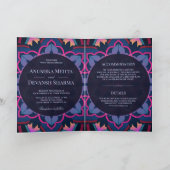 Pink Blue Lila Ethnic Mandala Indian Wedding Einladung (Innenseite)