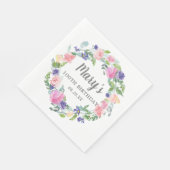 Pink Blue Lila Floral 100. Geburtstag Serviette (Ecke)