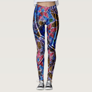 Pink Blue Lila Floral #5 Leggings