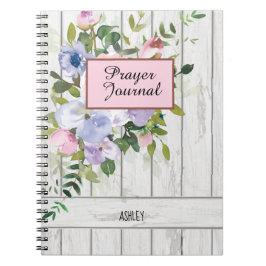 Pink Blue Lila Floral Wood Name Prayer Journal Notizblock