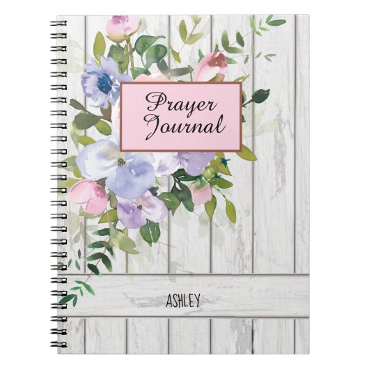 Pink Blue Lila Floral Wood Name Prayer Journal Notizblock (Vorderseite)
