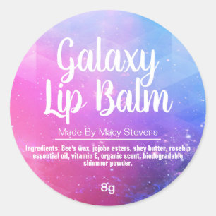 Pink Blue Lila Galaxy Colored Lip Balm Labels Runder Aufkleber