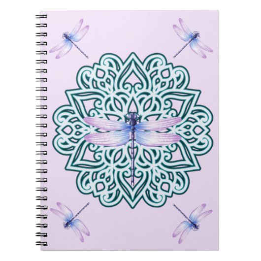 Pink Blue Lila Mandala Dragonfly Notebook Notizblock (Vorderseite)