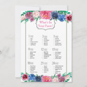 Pink Blue Lila Painted Peony Brautparty Game Einladung (Vorderseite)