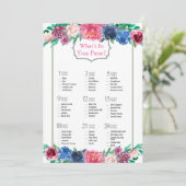 Pink Blue Lila Painted Peony Brautparty Game Einladung (Stehend Vorderseite)