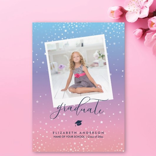 Pink Blue Lila Rainbow Gradient Abschluss Foto Ankündigung