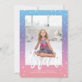 Pink Blue Lila Rainbow Gradient Abschluss Foto Ankündigung (Vorderseite)