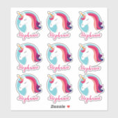 Pink & Blue Magical Unicorn - Personalisiert Aufkleber (Blatt)