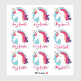 Pink & Blue Magical Unicorn - Personalisiert Aufkleber