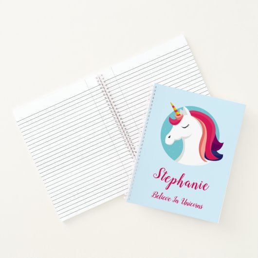 Pink & Blue Magical Unicorn - Personalisiert Notizblock (Innenseite)