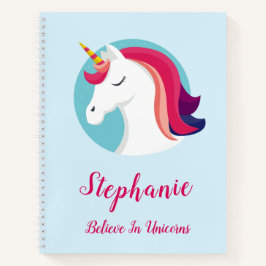 Pink & Blue Magical Unicorn - Personalisiert Notizblock