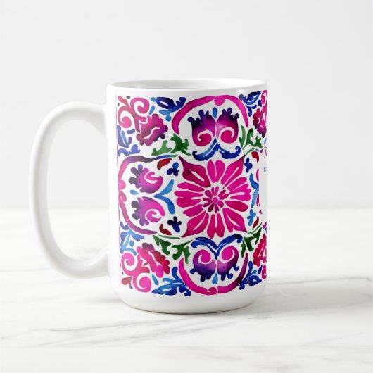 Pink blue Majolica Spanisch Mexikanische Kachel Gu Kaffeetasse (Links)