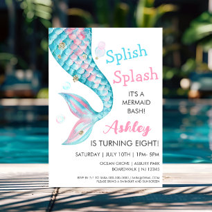 Pink & Blue Mermaid   Einladung zur Geburtstagspar